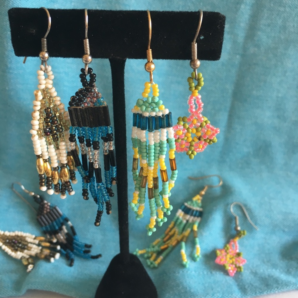 Beaded dangle earrings handmade